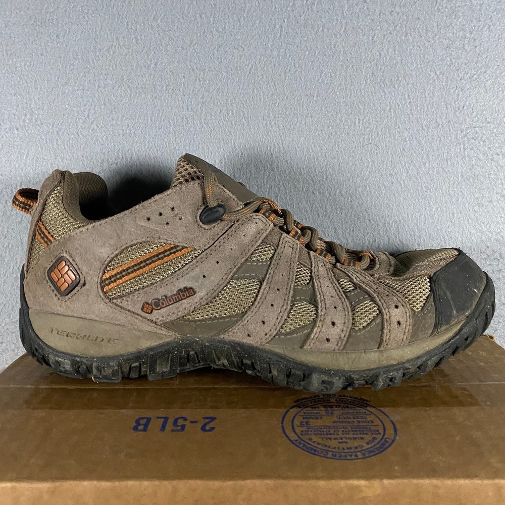 Columbia Redmond Mens 8 Hiking Shoes Brown Suede Mesh Techlite Low Top